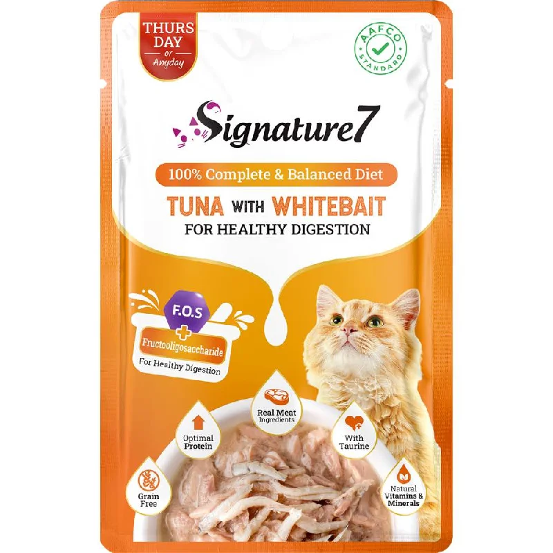 - High-protein cat food 20% OFF: Signature7 Tuna With Whitebait For Healthy Digestion (Thurs) Grain-Free Pouch Cat Food 50g x 12 - High-protein cat food 20% OFF: Signature7 Tuna With Whitebait For Healthy Digestion (Thurs) Grain-Free Pouch Cat Food 50g x 12
