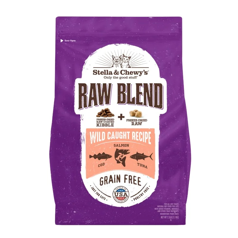    - Chicken flavor cat food  [15% OFF] Stella & Chewy's Raw Blend Wild-Caught Recipe Dry Cat Food 5lbs