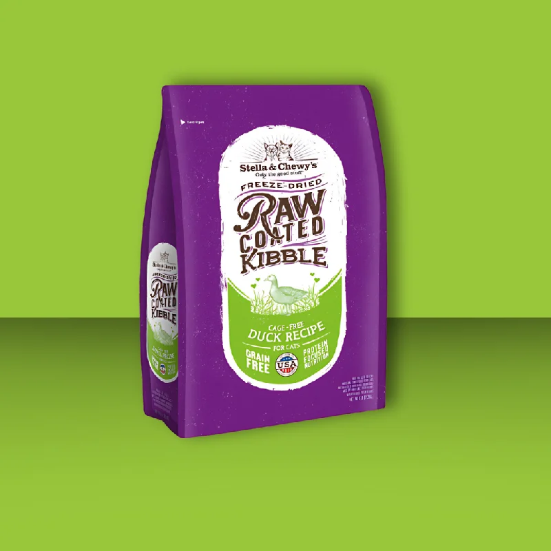    - Cat food for multi-cat households  Stella & Chewy's Cat Raw Coated Kibble Duck 5#