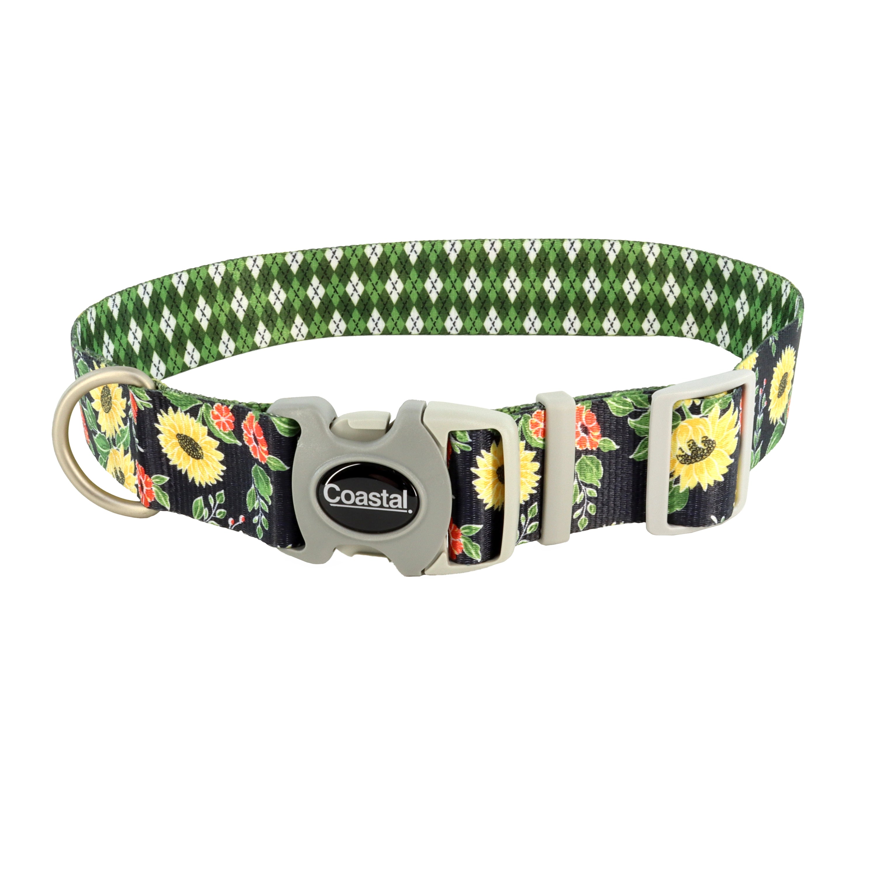10. **Cat collar bell model**Sublime Adjustable Dog Collar, Sunflower with Green Argyle 10. **Cat collar bell model**Sublime Adjustable Dog Collar, Sunflower with Green Argyle
