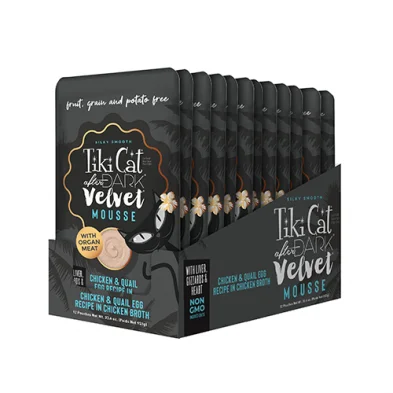 - Affordable cat food with good quality Tiki Cat - After Dark Velvet Mousse - Chicken & Quail Egg Recipe in Broth - Affordable cat food with good quality Tiki Cat - After Dark Velvet Mousse - Chicken & Quail Egg Recipe in Broth