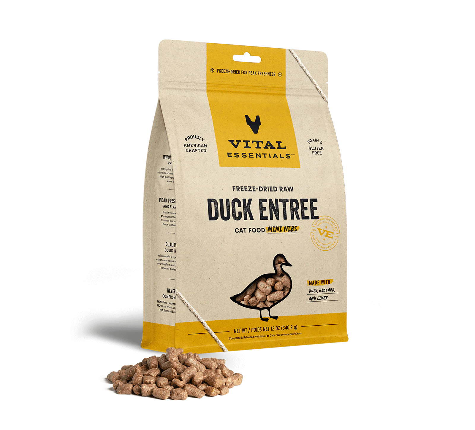    - Natural ingredient cat food  Vital Essentials - Cat Freeze Dried Food - Duck Entree Mini Nibs