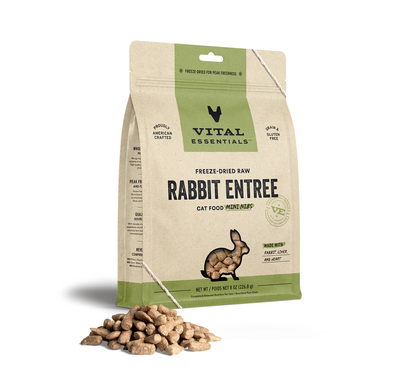    - Cat food for digestive health  Vital Essentials - Cat Freeze Dried Food - Rabbit Entree Mini Nibs