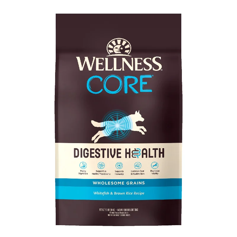 - Dog food discountsWellness CORE Digestive Health Whitefish & Brown Rice Dry Dog Food (2 Sizes) - Dog food discountsWellness CORE Digestive Health Whitefish & Brown Rice Dry Dog Food (2 Sizes)