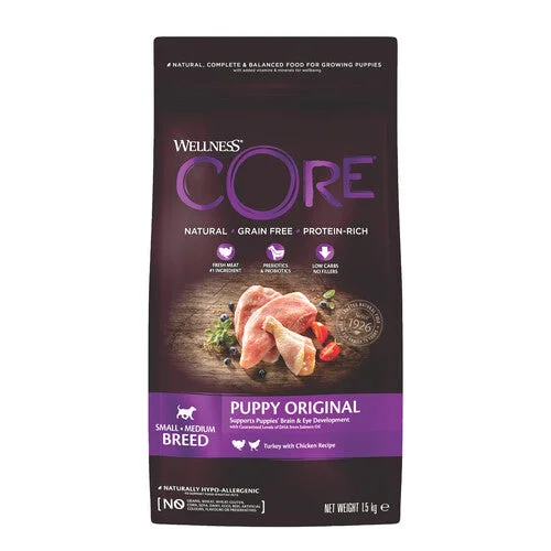 - Food for large dogsWellness CORE Grain Free Dry Puppy Food Chicken and Turkey 1.5kg - Food for large dogsWellness CORE Grain Free Dry Puppy Food Chicken and Turkey 1.5kg