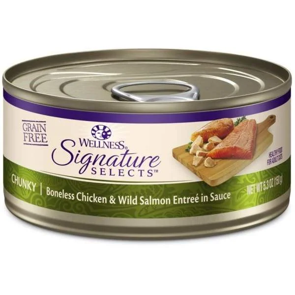    - Hypoallergenic cat food  [20% OFF] Wellness CORE Signature Selects Chunky Chicken & Salmon Canned Cat Food 5.3oz