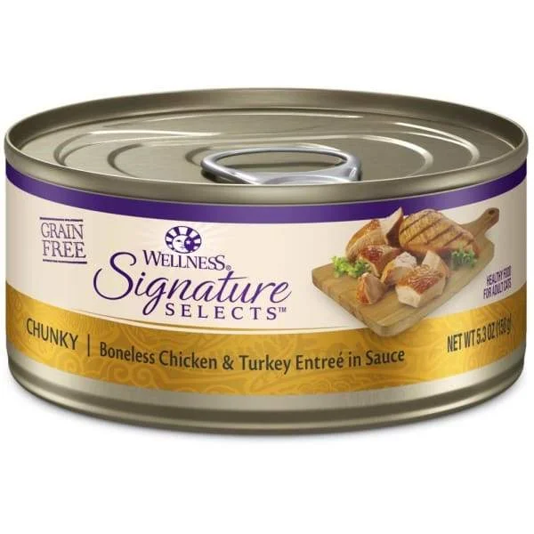    - Cat food for spayed/neutered cats  [20% OFF] Wellness CORE Signature Selects Chunky Chicken & Turkey Canned Cat Food 5.3oz