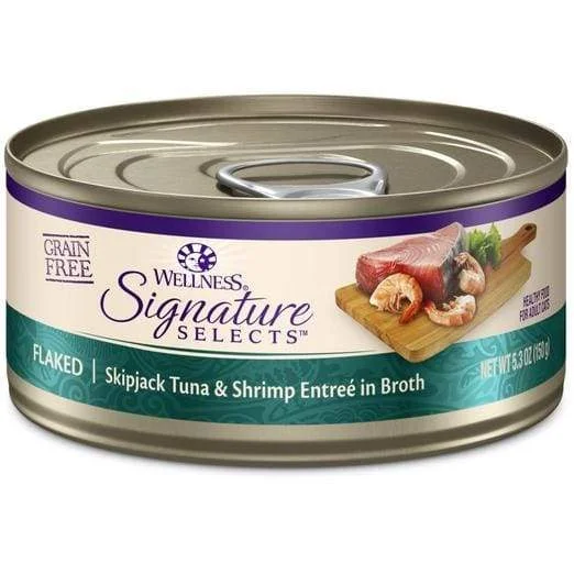    - Cat food for coat health  [20% OFF] Wellness CORE Signature Selects Flaked Skipjack Tuna & Shrimp Canned Cat Food 5.3oz