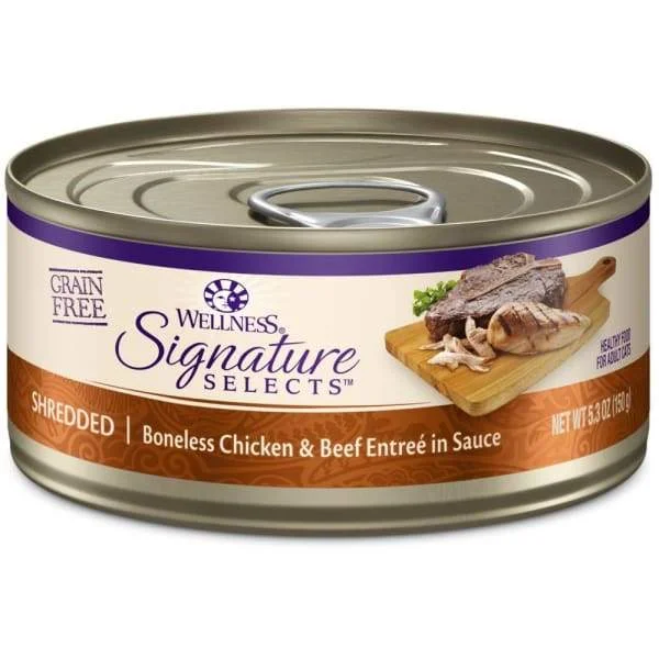    - Cat food for spayed/neutered cats  [20% OFF] Wellness CORE Signature Selects Shredded Chicken & Beef Canned Cat Food 5.3oz