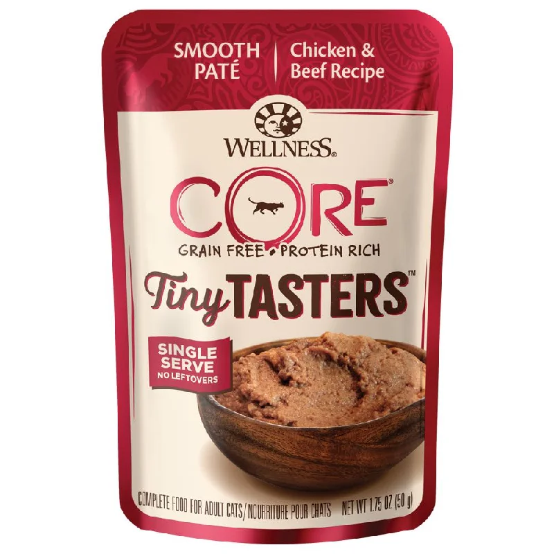 - Cat food for multi-cat households 20% OFF: Wellness CORE Tiny Tasters Chicken & Beef Pate Grain-Free Adult Pouch Cat Food 1.75oz - Cat food for multi-cat households 20% OFF: Wellness CORE Tiny Tasters Chicken & Beef Pate Grain-Free Adult Pouch Cat Food 1.75oz
