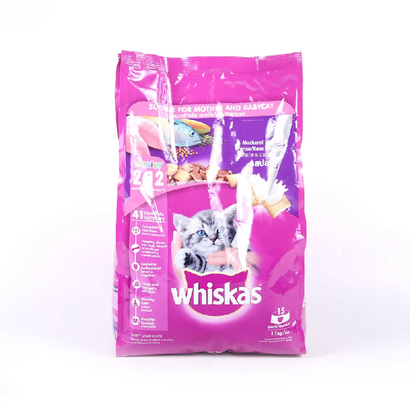    - Cat food for immune system support  WHISKAS CAT FOOD JUNIOR MACKEREL FLAVOUR 1.1 KG