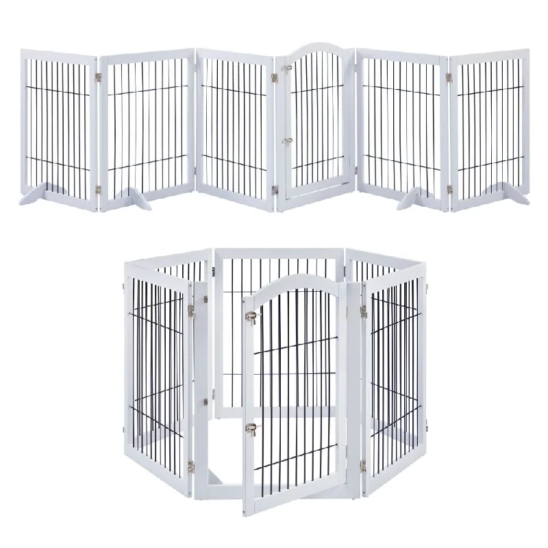 8. **Pet comb to remove loose hair**Wooden Dog Pen and Six Panel Pet Gate, White