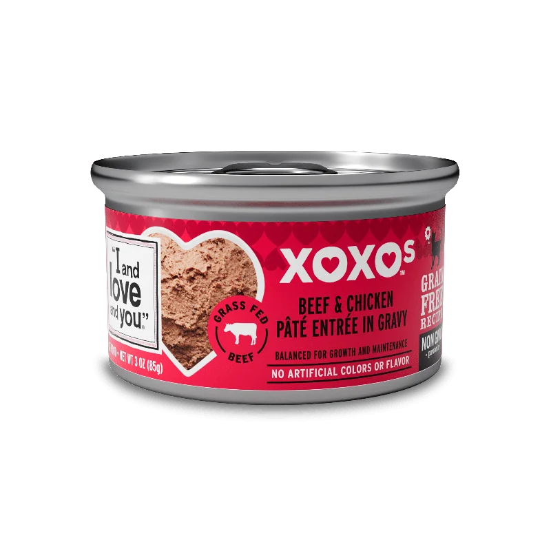    - Grain-free cat food recommendations  XOXOs Beef & Chicken Pate