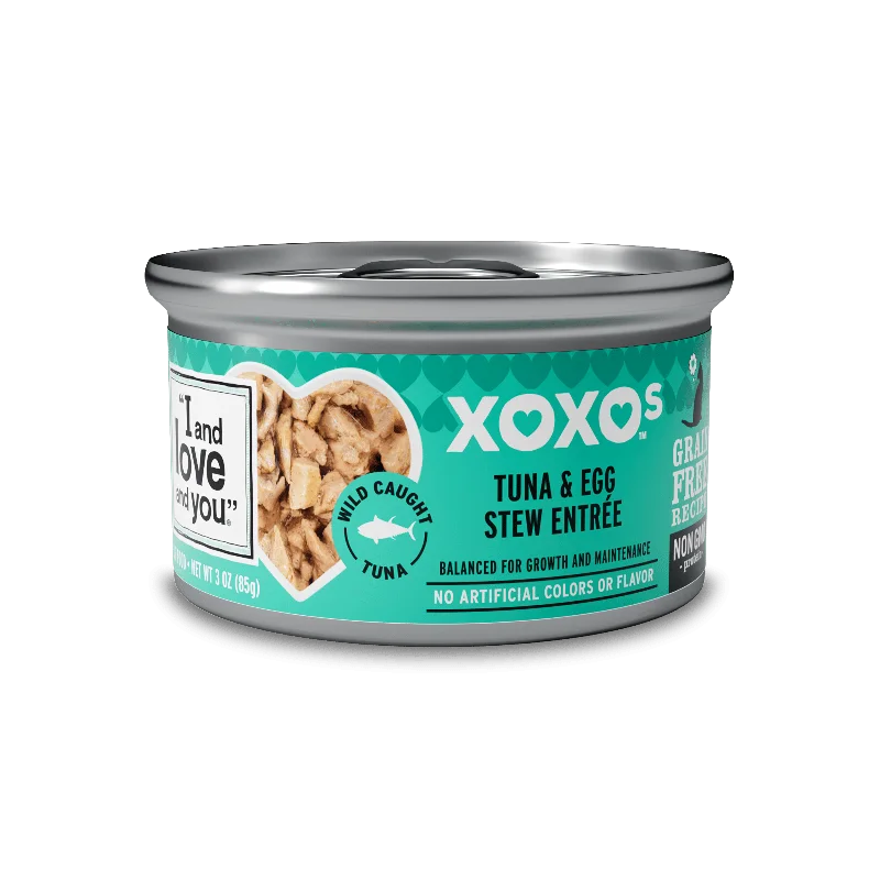    - Natural ingredient cat food  XOXOs Tuna & Egg Stew