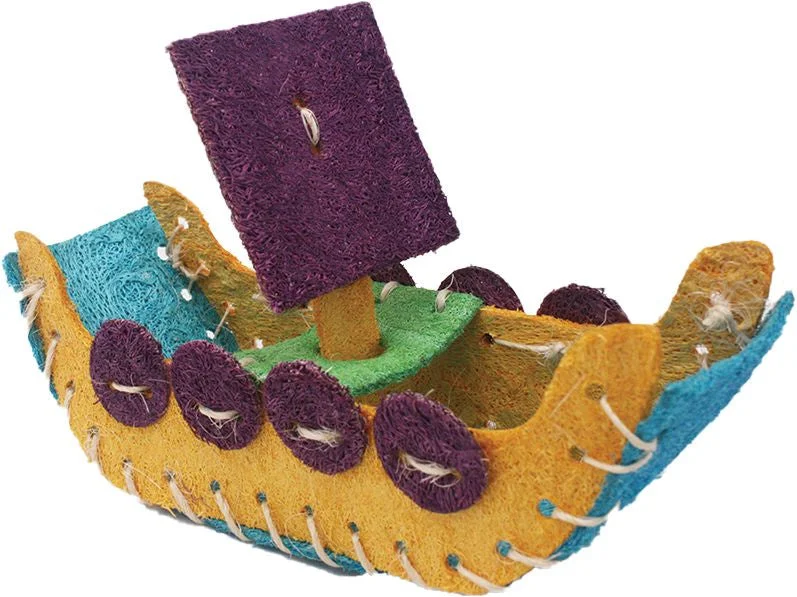 - Plush pet toy selectionA & E Nibbles Loofah Boat Small Animal Toy