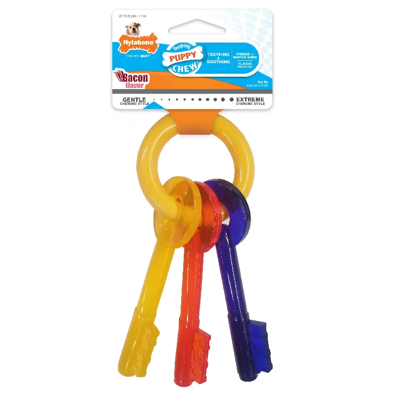 - Parrot toy selectionNylabone Just for Puppies Teething Chew Toy Keys Bacon Small up to 25 lbs. - Parrot toy selectionNylabone Just for Puppies Teething Chew Toy Keys Bacon Small up to 25 lbs.