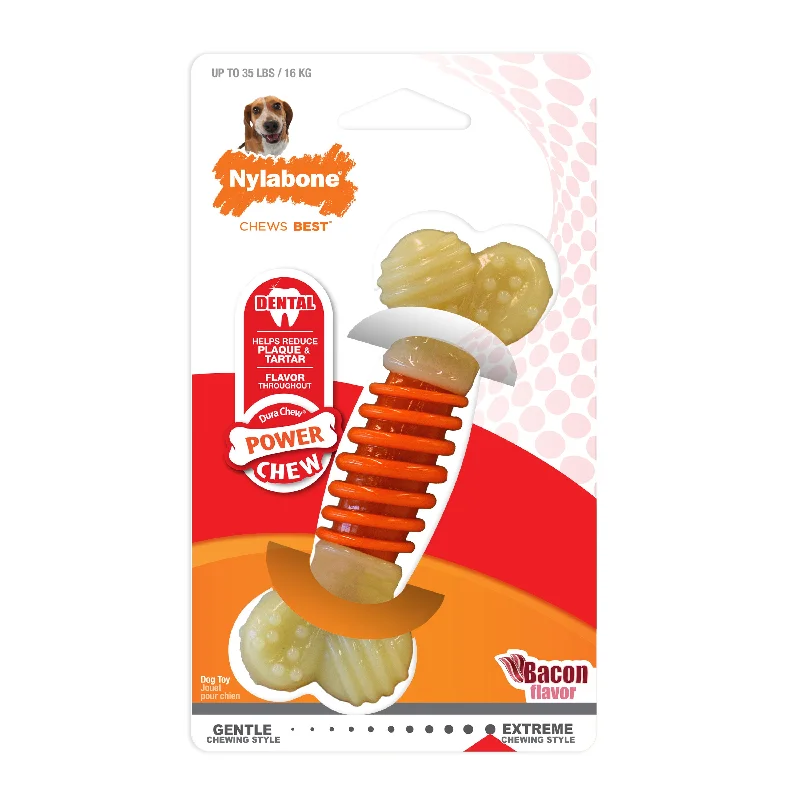 - Brand XX dog toy reviewsNylabone PRO Action Dental Power Chew Durable Dog Toy Bacon Medium up to 35 lbs. - Brand XX dog toy reviewsNylabone PRO Action Dental Power Chew Durable Dog Toy Bacon Medium up to 35 lbs.
