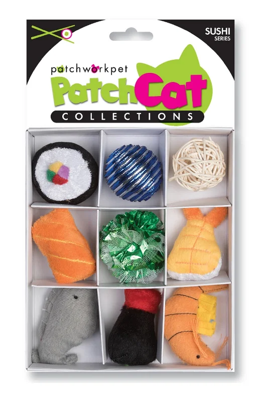 - How to clean pet toysPatchwork Pet Sushi Cat Toy Set